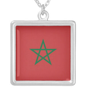 Elegant Necklace with Flag of Morocco