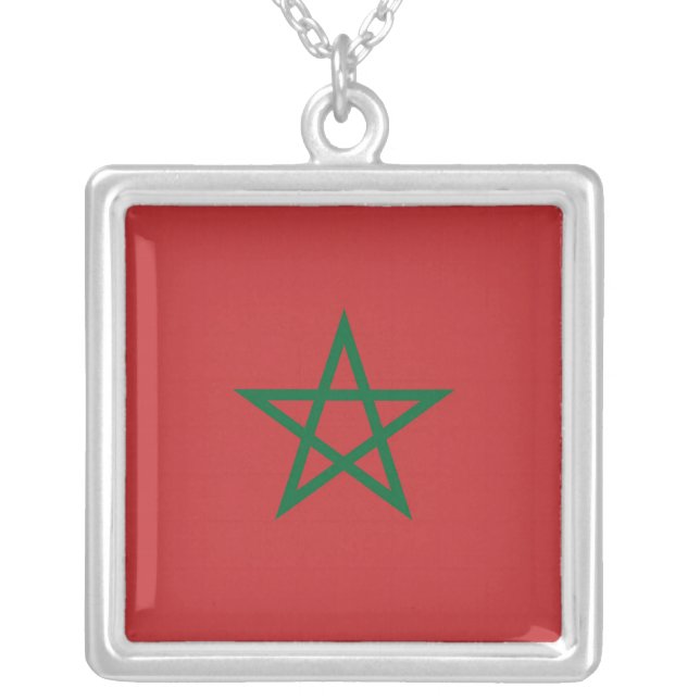 Elegant Necklace with Flag of Morocco (Front)