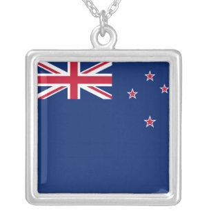 Elegant Necklace with Flag of New Zealand