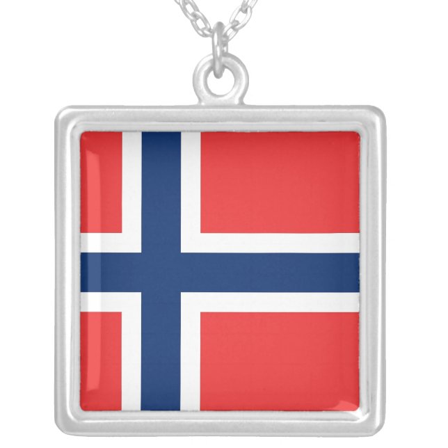 Elegant Necklace with Flag of Norway (Front)