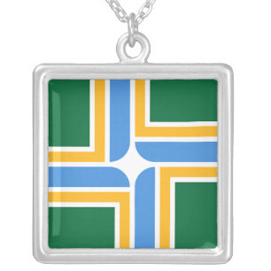 Elegant Necklace with Flag of Portland, USA