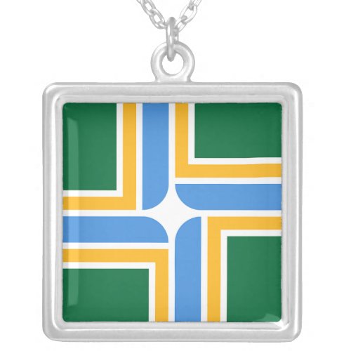 Elegant Necklace with Flag of Portland USA