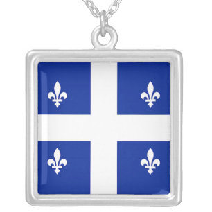 Elegant Necklace with Flag of Quebec, Canada