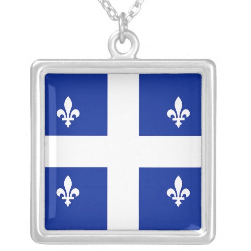 Elegant Necklace with Flag of Quebec Canada