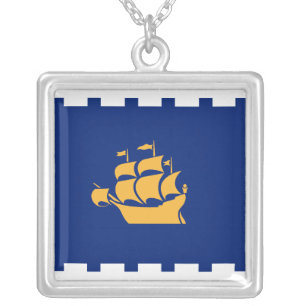 Elegant Necklace with Flag of Quebec City, Canada