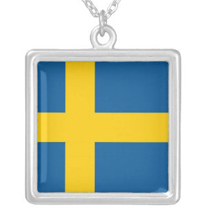 Elegant Necklace with Flag of Sweden