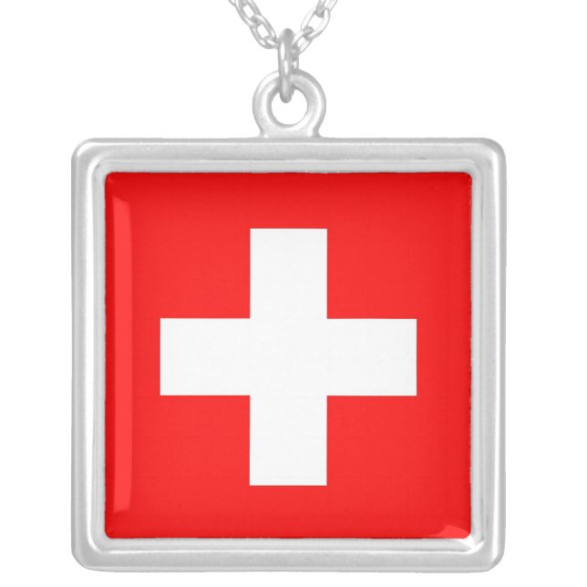 Elegant Necklace with Flag of Switzerland (Front)