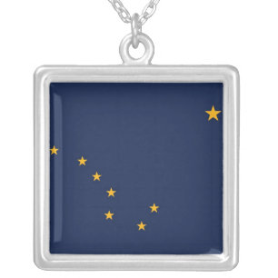 Elegant Necklace with Flag of the Alaska