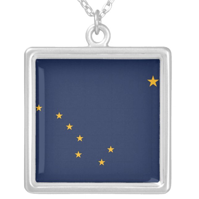 Elegant Necklace with Flag of the Alaska (Front)