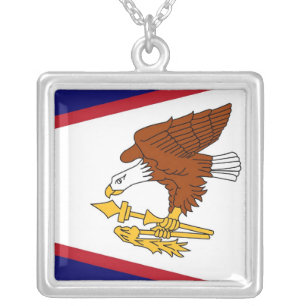 Elegant Necklace with Flag of the American Samoa