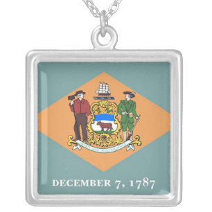 Elegant Necklace with Flag of the Delaware