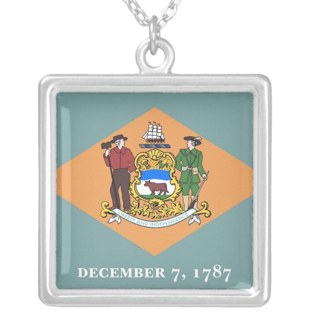 Elegant Necklace with Flag of the Delaware (Front)