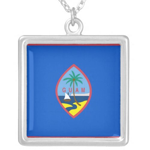 Elegant Necklace with Flag of the Guam