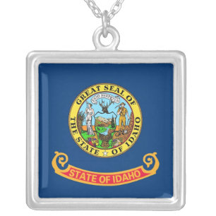Elegant Necklace with Flag of the Idaho