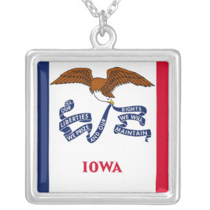 Elegant Necklace with Flag of the Iowa