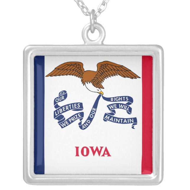 Elegant Necklace with Flag of the Iowa (Front)