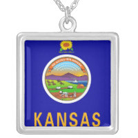 Elegant Necklace with Flag of the Kansas