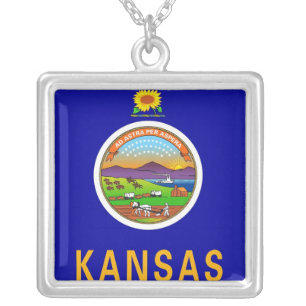 Elegant Necklace with Flag of the Kansas
