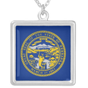 Elegant Necklace with Flag of the Nebraska