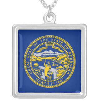 Elegant Necklace with Flag of the Nebraska