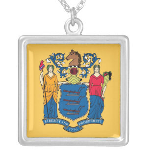 Elegant Necklace with Flag of the New Jersey