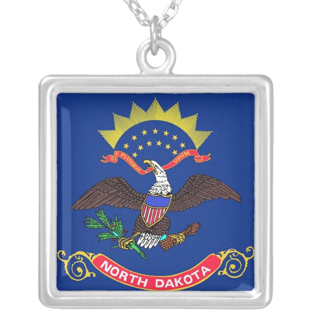 Elegant Necklace with Flag of the North Dakota (Front)