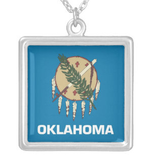 Elegant Necklace with Flag of the Oklahoma
