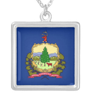 Elegant Necklace with Flag of the Vermont