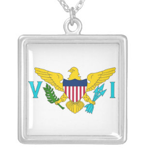 Elegant Necklace with Flag of the Virgin Islands