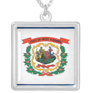 Elegant Necklace with Flag of the West Virginia