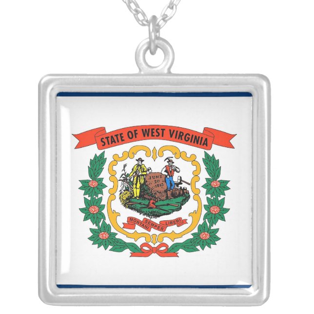 Elegant Necklace with Flag of the West Virginia (Front)