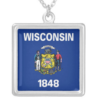 Elegant Necklace with Flag of the Wisconsin