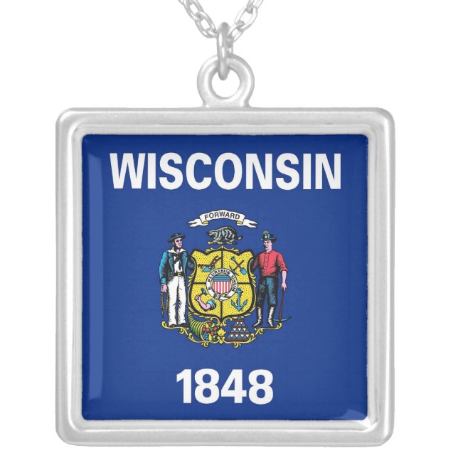 Elegant Necklace with Flag of the Wisconsin (Front)