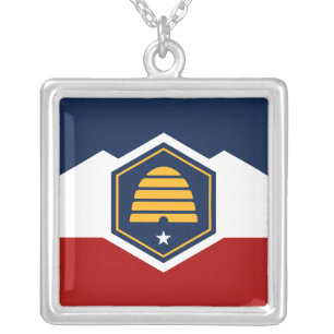 Elegant Necklace with Flag of Utah, USA