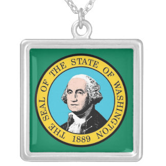 Elegant Necklace with Flag of Washington State