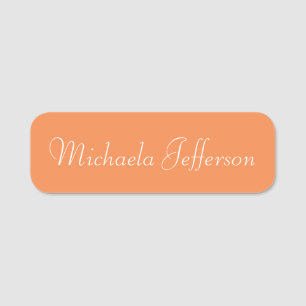 Elegant Nectarine Orange Handwritten Calligraphy Name Tag