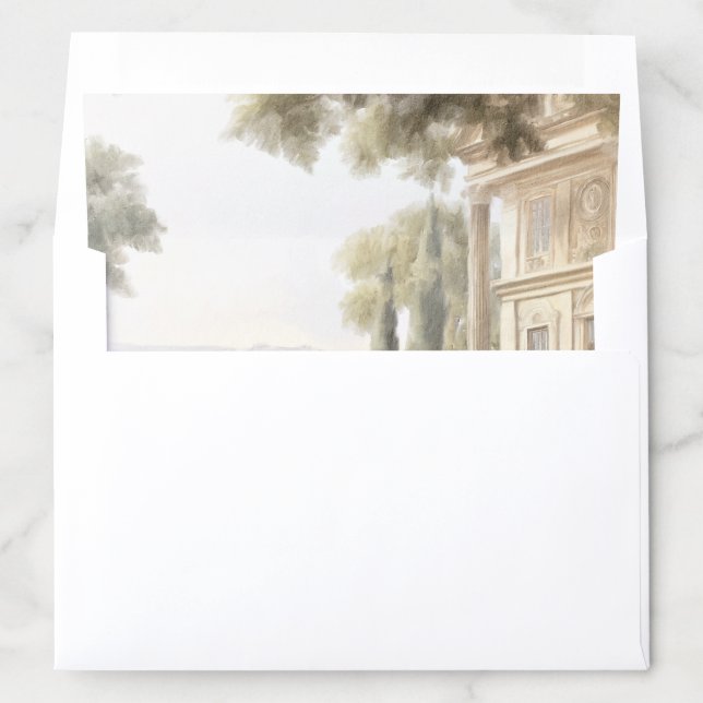 Elegant Neoclassical Vintage Scenes Wedding Envelope Liner (In Envelope)