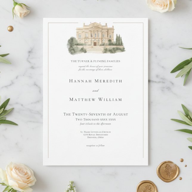 Elegant Neoclassical Vintage Scenes Wedding Invitation (Creator Uploaded)