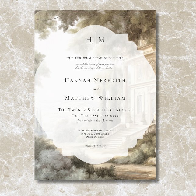 Elegant Neoclassical Vintage Scenes Wedding Invitation (Elegant Neoclassical Vintage Scenes Wedding Invitation)