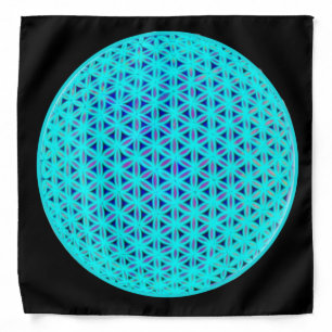 Elegant neon blue teal flower of life bandana