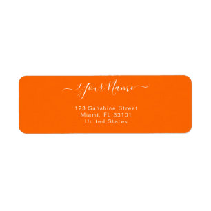 elegant  neon orange -personalized label