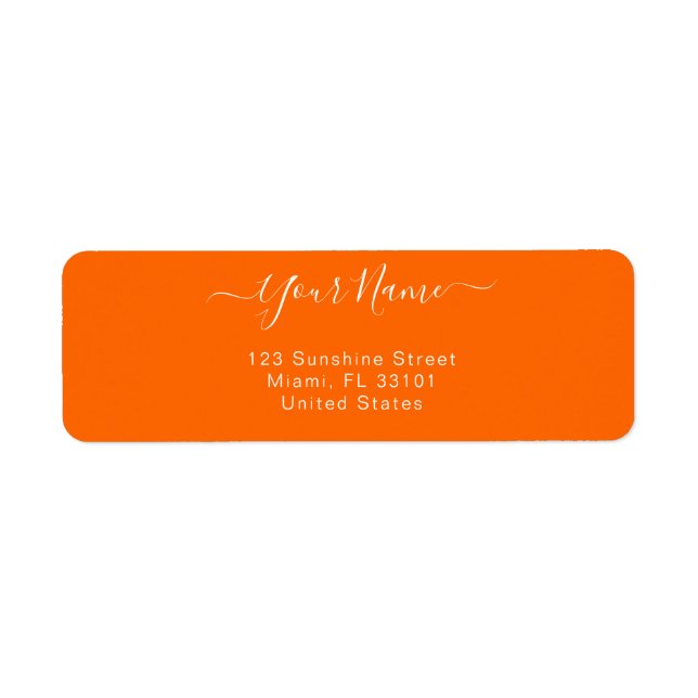 elegant  neon orange -personalized label (Front)