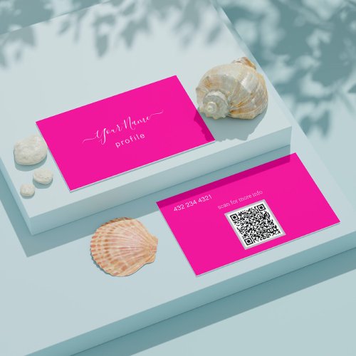 elegant neon pink  business card