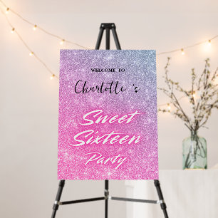 Elegant neon Pink Rainbow Sweet 16th Birthday part Foam Board