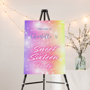 Elegant neon Pink Rainbow Sweet 16th Birthday part Foam Board