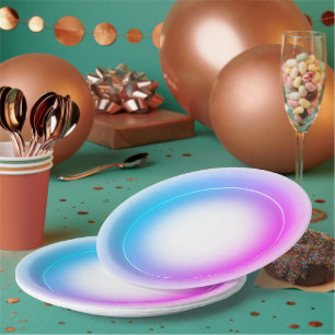 Elegant neon pink retro black Sweet 16th Birthday  Paper Plates