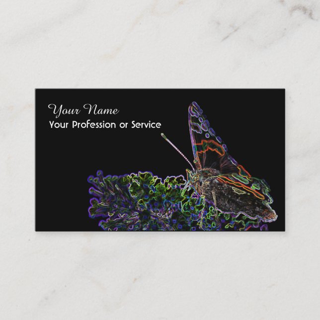 Elegant Neon Pop-Art butterfly flower Business Car Business Card (Front)