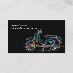 Elegant Neon Pop-Art Retro-motorcycle Business Card