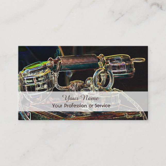 Elegant Neon Pop-Art Retro-telephone Business Card (Front)