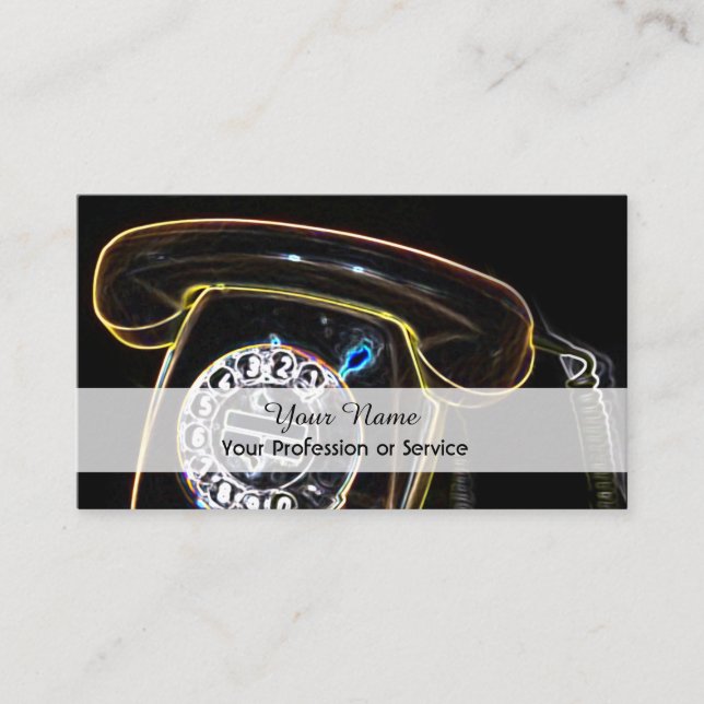 Elegant Neon Pop-Art Retro-telephone Business Card (Front)